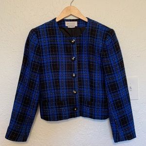 PETITE SOPHISTICATE Royal Blue Tweed Jacket